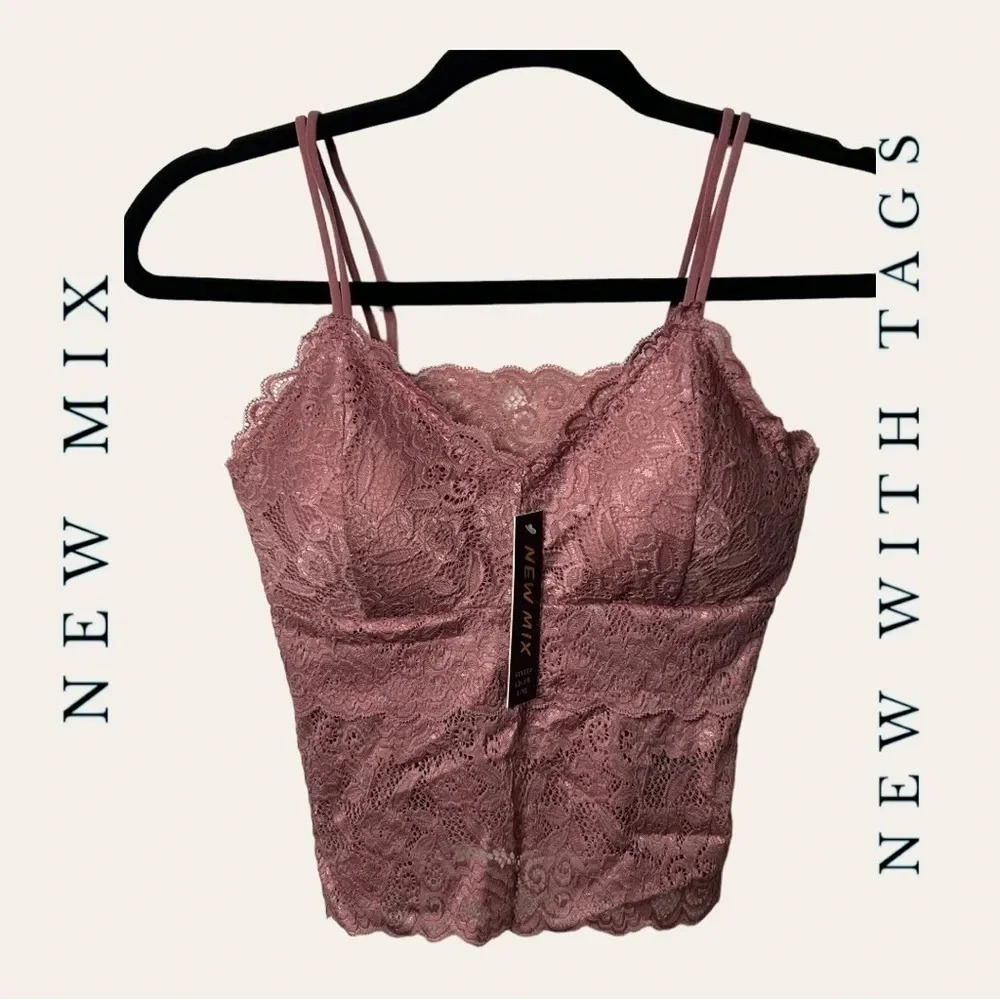 0837. New MIX BRALETTE CROPPED FIT REMOVABLE PADS‎ DOUBLE STRAP SIZE L/XL PINK